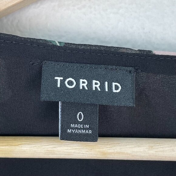 Torrid 0 Size 12 Floral Chiffon Layered Look Tank Top Sleeveless Shirt - Picture 3 of 7